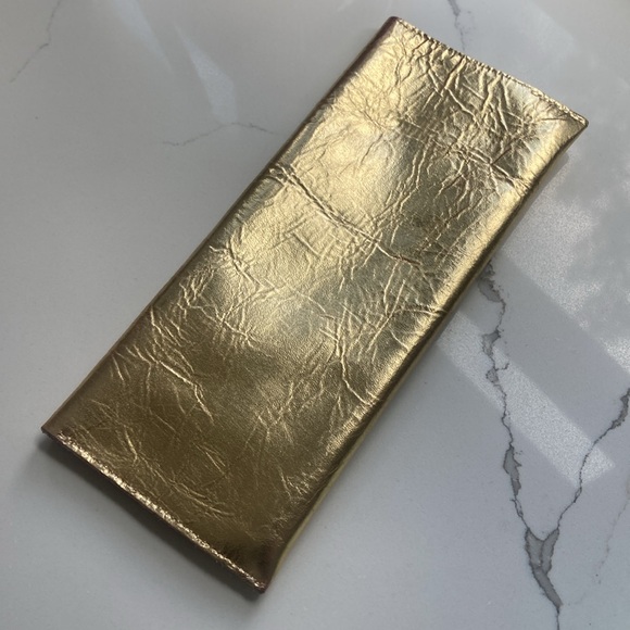 Gold Metallic Leather Clutch - Picture 2 of 7
